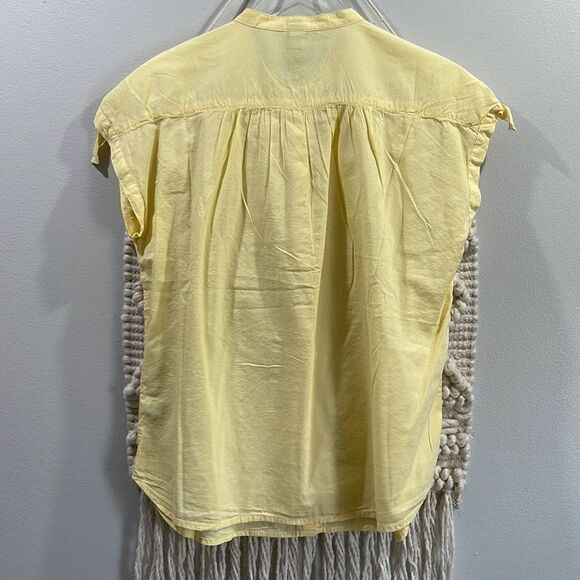 OLD NAVY Spring Yellow Cap tie sleeve button down blouse SZ Medium - Picture 8 of 9